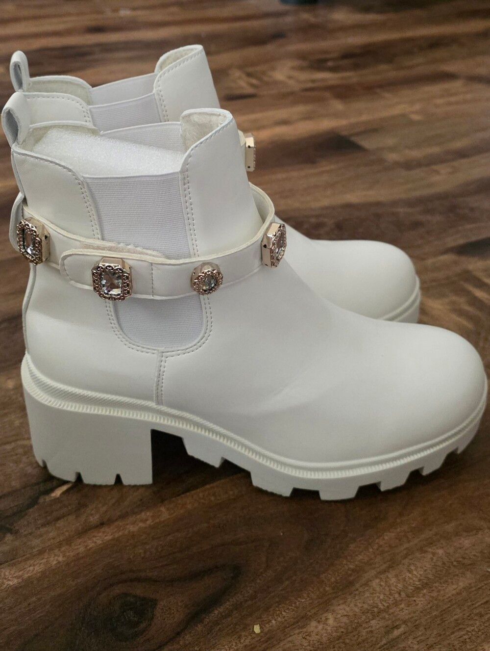 Unbranded White Boots Gold And Sparkle Detail 38.5 8